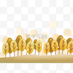 秋天手绘树林插画宣传图册素材png
