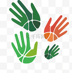 手掌五颜六色色彩巴掌绿色红色