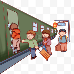 坐火车素材图片_手绘卡通2020过年春节春运