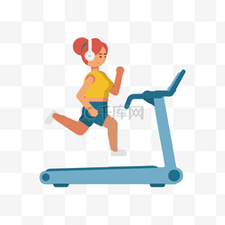 健身房健身人物图片_卡通插画风格运动的女生免抠元素