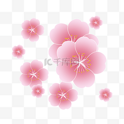 卡通樱花手绘图片_春天粉色的小花插画
