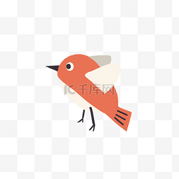 小小鸟插画图片_卡通橙色的小鸟免抠图