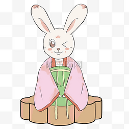 月饼盒图片_手绘兔子服装插画