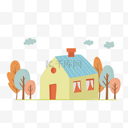 扁平化房子图片_手绘卡通房子元素
