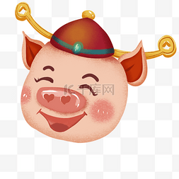 2019年猪年带着微笑的可爱猪头