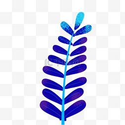 蓝色植物树叶元素