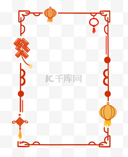 红色中国结边框图片_红色花纹新年边框插画