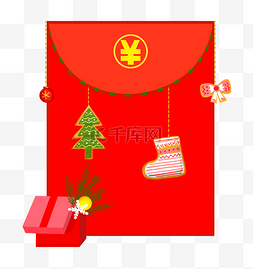 红色的圣诞礼盒图片_手绘圣诞礼盒插画