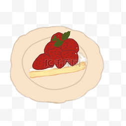 草莓奶油蛋糕手绘插画