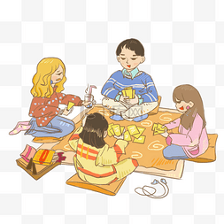 生日歌图片_草地聚会野餐卡通手画插画