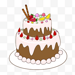 卡通双层蛋糕图片_手绘情人节七夕节生日卡通蛋糕