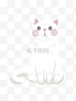 小清新卡通动物图片_萌宠小白猫插画动物设计