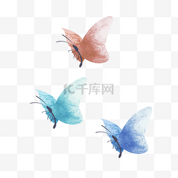 彩色水墨创意蝴蝶元素