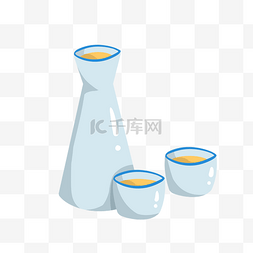 品位美酒图片_酒壶和酒杯卡通手绘插画