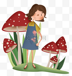 童话里的蘑菇图片_春天的童话女孩