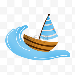 短袖划船图片_卡通黄色小帆船插画