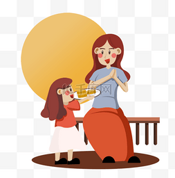 月饼广告图片_中秋节吃月饼主题卡通插画