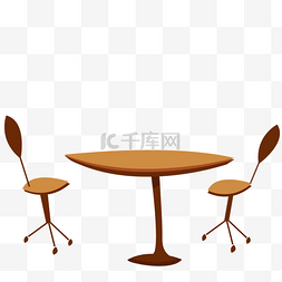 靠椅图片_木制桌椅卡通png素材