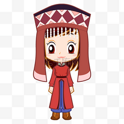 维吾尔族卡通小女孩形象