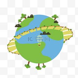 地球一小时绿色地球插画