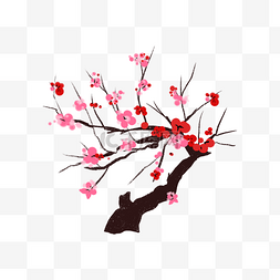 手绘桃花图片_新年树枝树干樱花
