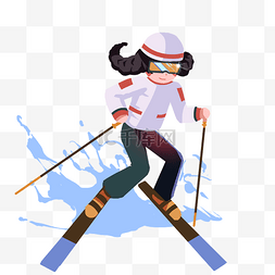 人物插画冬季图片_手绘冬季旅游滑雪人物插画