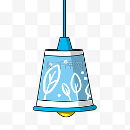 蓝色圆筒形吊灯插画