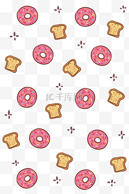面包手绘底纹图片_甜甜圈面包片底纹