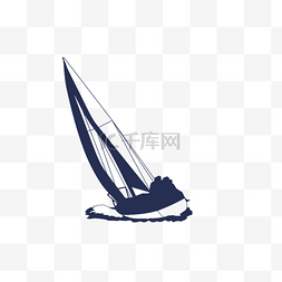 帆船蓝色剪影png