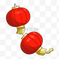 红色中国风新年图片_手绘卡通中国风红色喜庆灯笼
