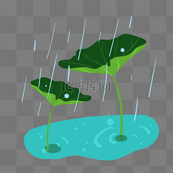 水珠叶子图片_手绘雨水绿叶插画