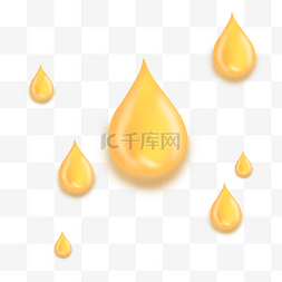 雨滴卡通图片_黄色立体水滴油滴
