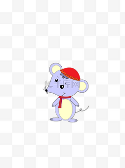 围巾装饰图片_戴红帽的小老鼠卡通装饰素材