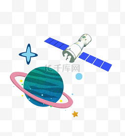 卡通外太空之星球与卫星插画