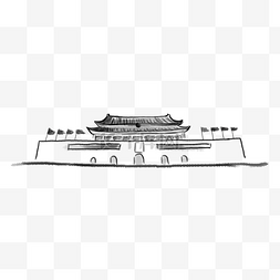 手绘党建图片_中国水墨手绘天安门