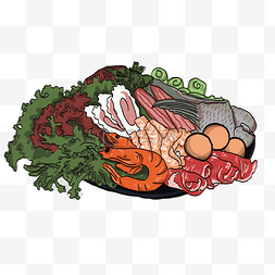 肉菜图片_插画类火锅配菜图