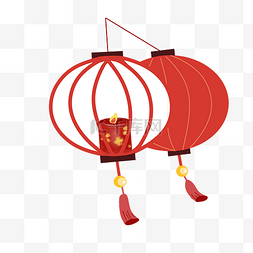 春节红色的灯笼插画