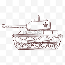 线描坦克装甲大炮插画