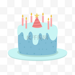 甜点色图片_浅蓝色的蛋糕矢量插画元素