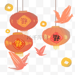 鸽子装饰图片_猪年农历新年春节腊月灯笼福到了