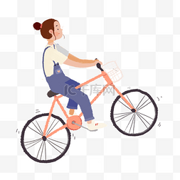 可爱的小女孩骑单车免抠图