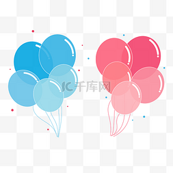 蓝色气球素材图片_节日粉色蓝色气球两束