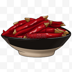一碗晒干的红辣椒