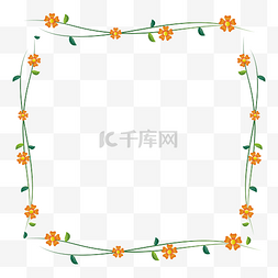 树叶矢量框图片_绿色叶子黄色花朵装饰边框素材
