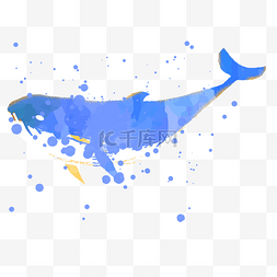 手绘鲸鱼插画素材图片_蓝色手绘鲸鱼免抠图