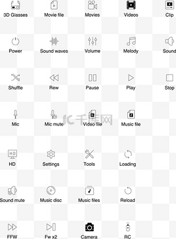线型图片_音频vidio线型矢量图标