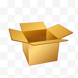包装纸箱素材图片_黄色敞口的纸箱子插画