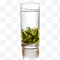 茶叶茶具玻璃杯倒影自然清新绿色