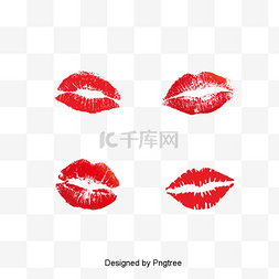 嘴唇印图片_红色唇膏唇印的简单设计模式