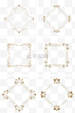 欧式边框图片_矢量图黄色花纹欧式边框套图png图